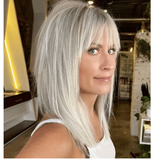 Shoulder Length Hair with Bangs over 50 