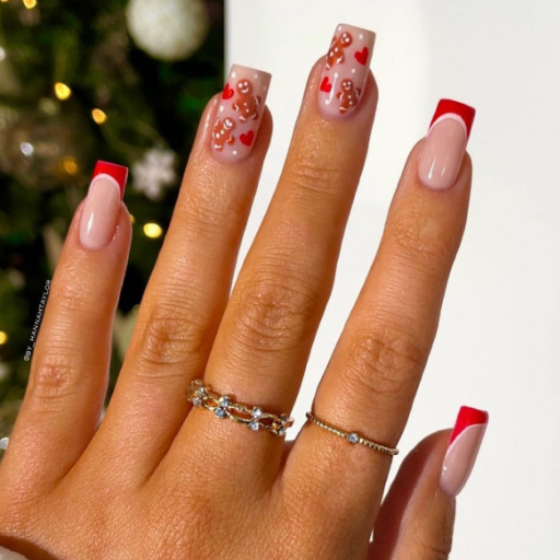 What are some festive French tip nail ideas for Christmas?