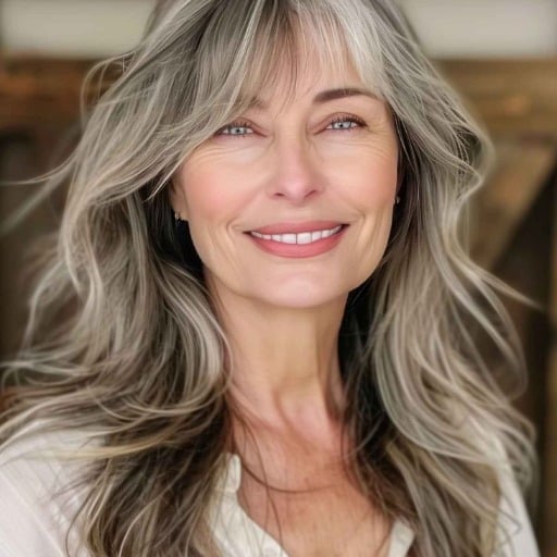 How to Style Bangs Long Hair after 60?