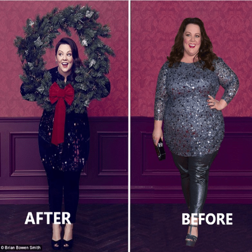 How has Melissa McCarthy's weight loss journey progressed over time?
