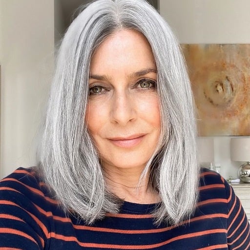 What are some chic gray hairstyles for women with thin hair over 60?