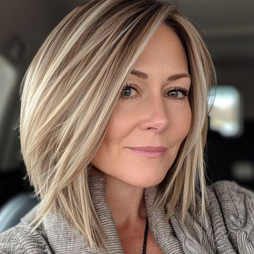 What are the best shoulder-length hairstyles for fine hair over 50?