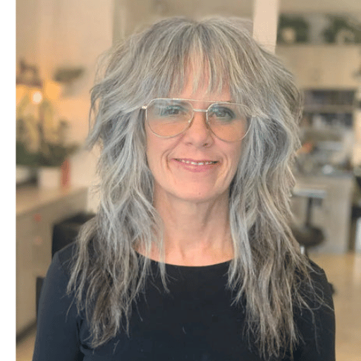 Layered Long Gray Hair over 60