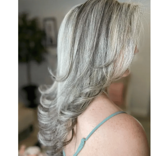 Layered Long Gray Hair over 60