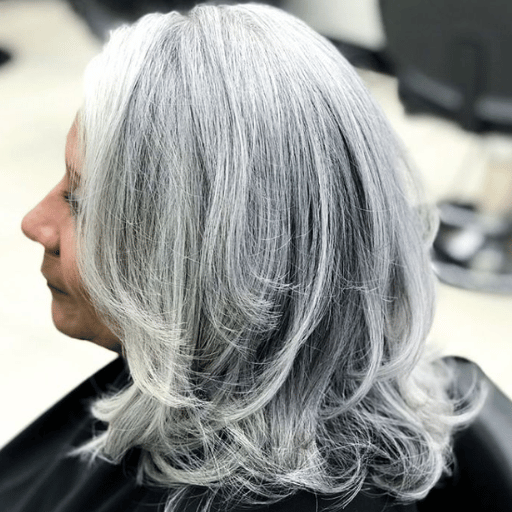 Layered Long Gray Hair over 60