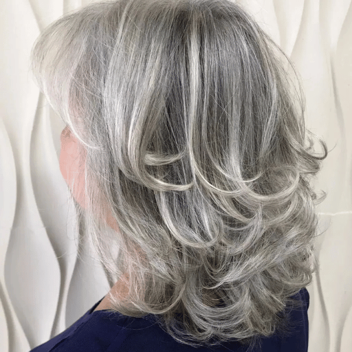 Layered Long Gray Hair over 60