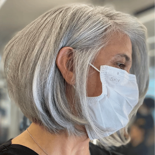Medium Length Hairstyles for Grey Hair over 50