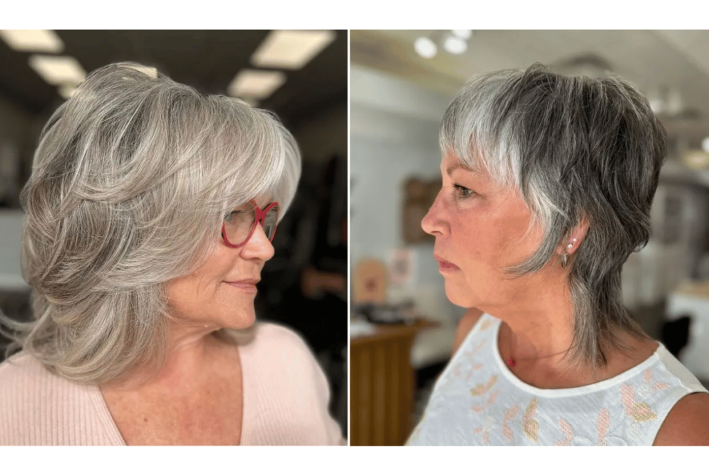 Medium Length Hairstyles for Grey Hair over 60