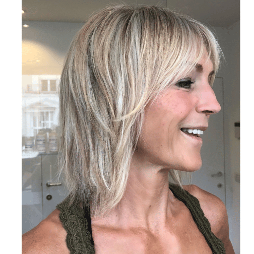 Shoulder Length Choppy Shaggy Hairstyles for Fine Hair over 50
