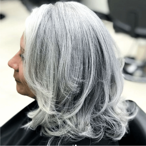 Silver Long Gray Hair over 60