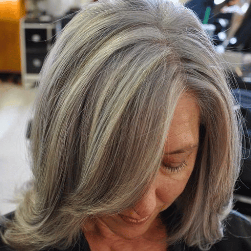  Silver Long Gray Hair over 60 