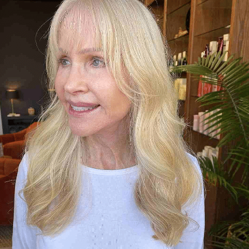 bangs long hair after 60