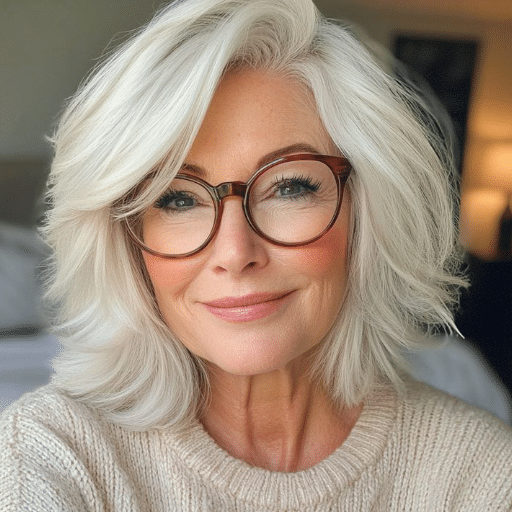 hairstyles for over 50 with glasses