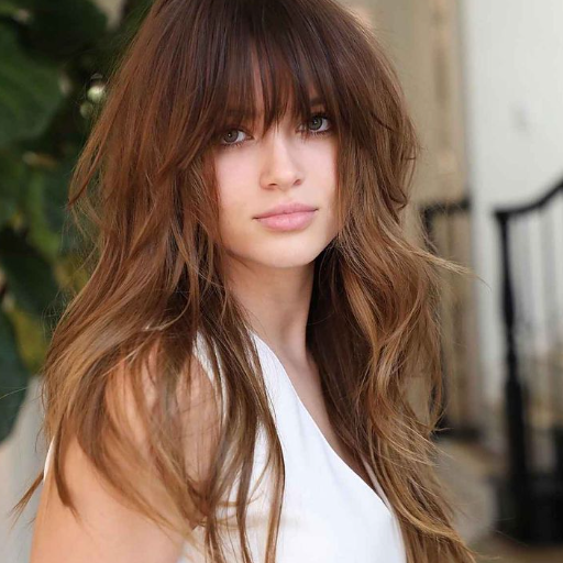 layered hair with bangs
