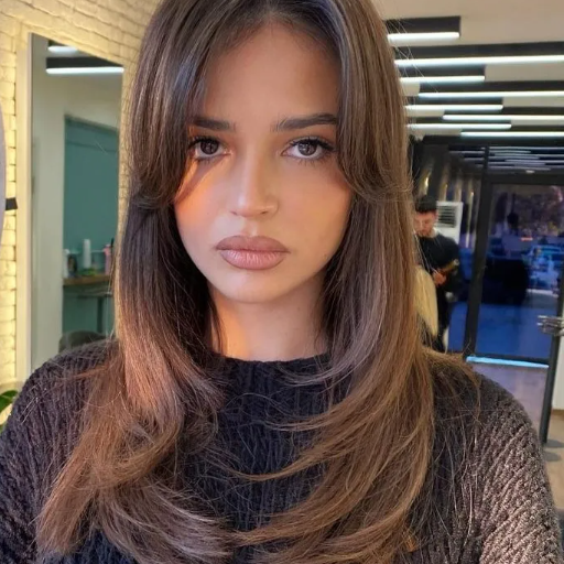 layered haircuts with bangs