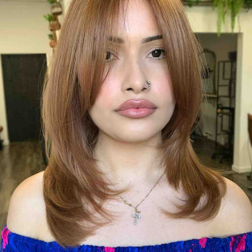 layered haircuts with bangs