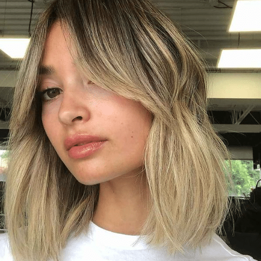 long bob with curtain bangs