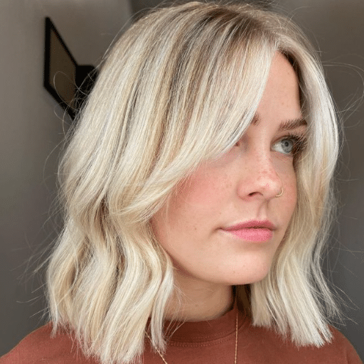 long bob with curtain bangs